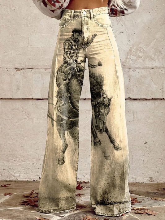 Nicole | Stylish Wide-Leg Printed Jeans