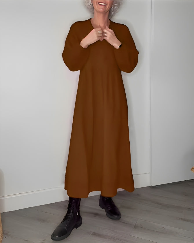 Gerda™ | Slimming Long Dress with V-Neck