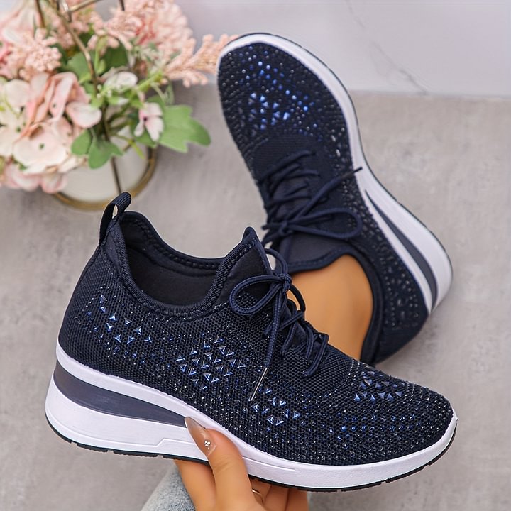 ð¥Laatste dag-actie 50% KORTING â Casual damesmode, ademende orthopedische sneakers met strassversiering