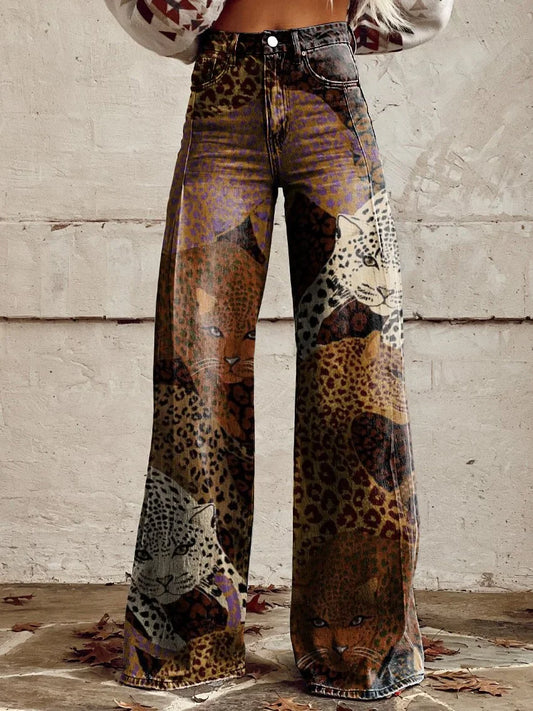 Caitlin | Unique Animal Print Wide Leg Jeans