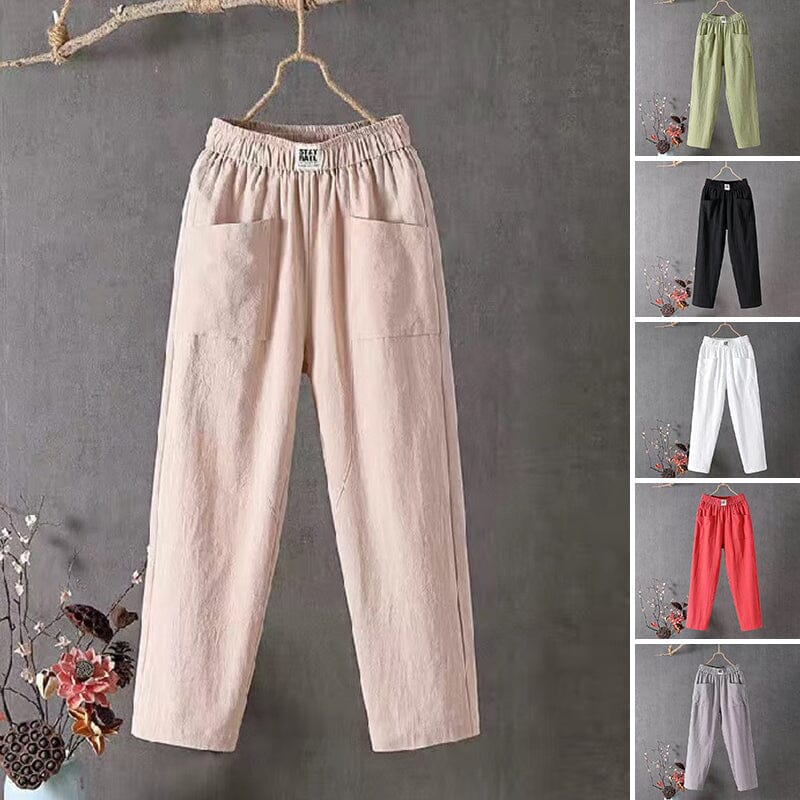 Casual™-Cotton Linen Trousers with Elasticated Waist