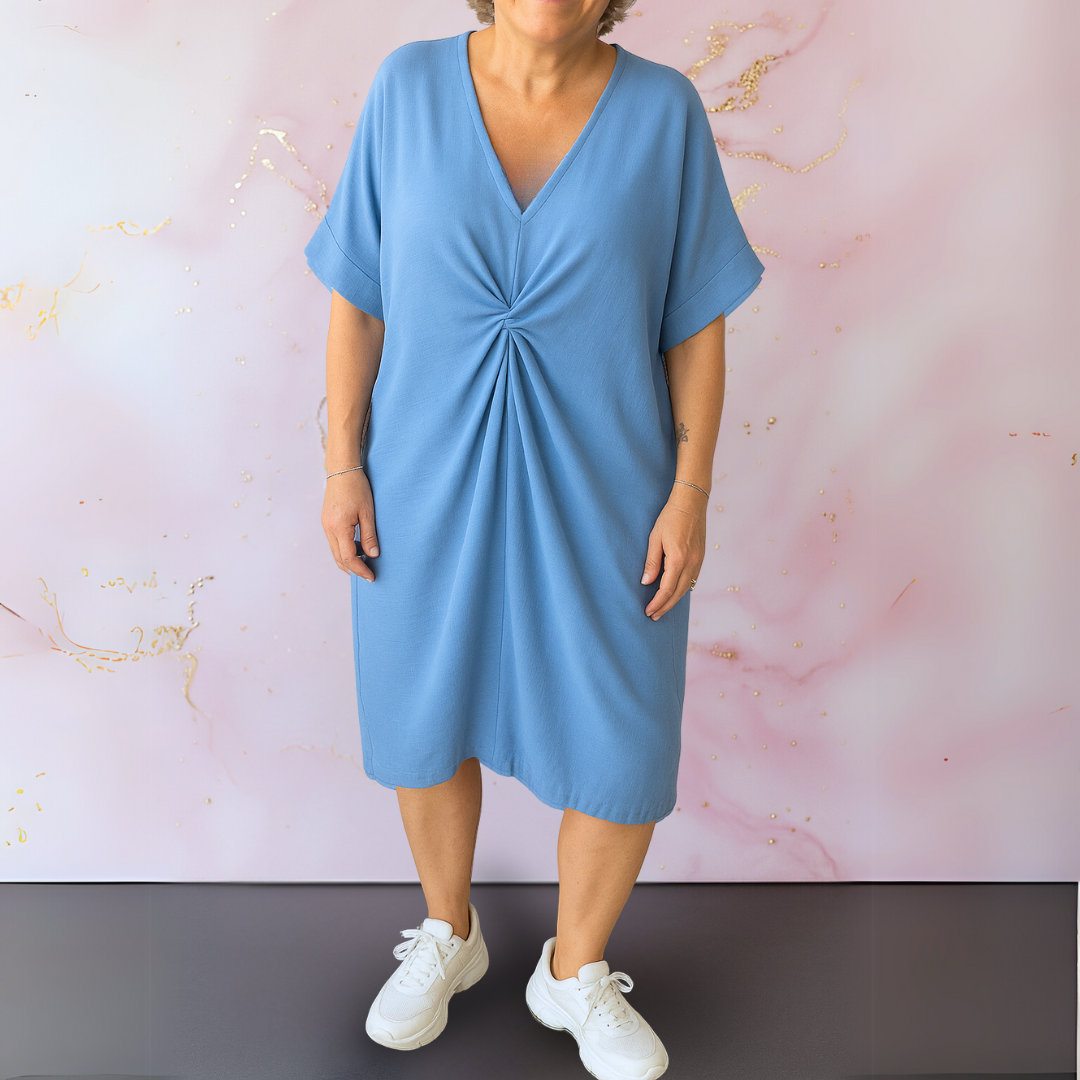 Ellen™ | Effen jurk met V-hals
