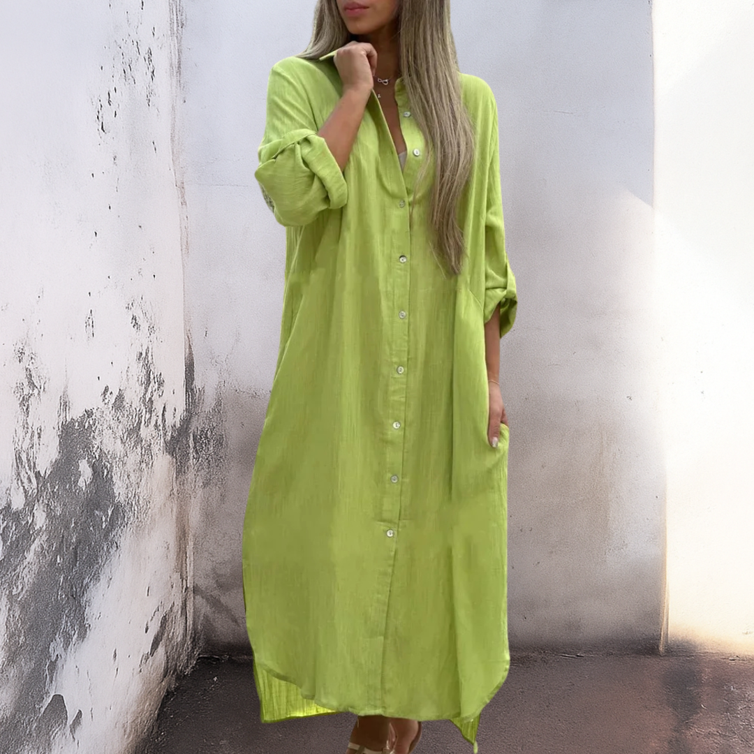 Marie™ | Ibiza Style Casual Enkelhoogte Overhemdjurk