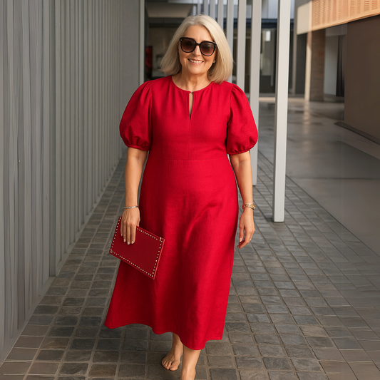 Els™ | Elegant plain dress with a V-neck