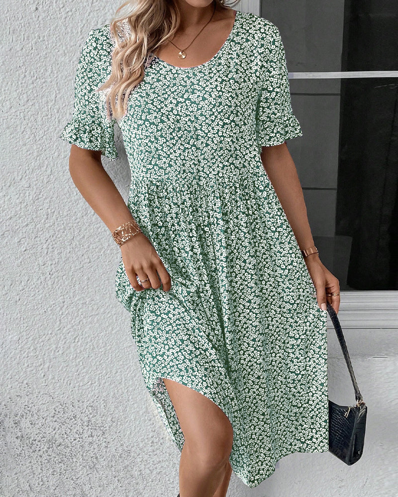 Fleur™ | Elegante bloemen midi-jurk