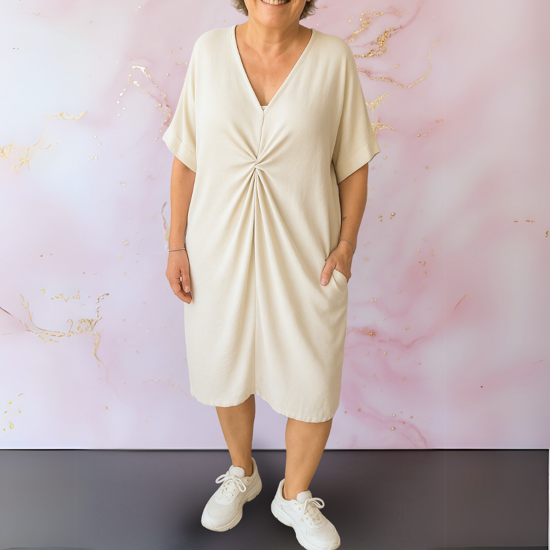 Ellen™ | Effen jurk met V-hals