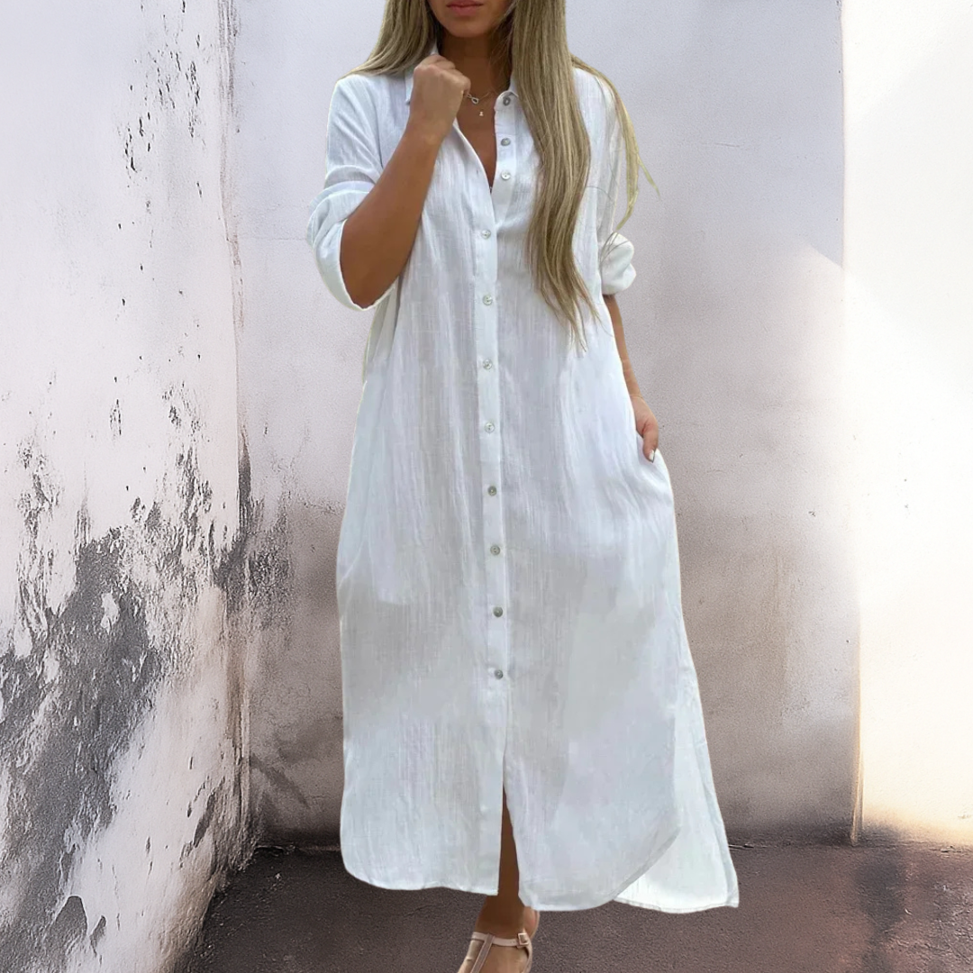 Marie™ | Ibiza Style Casual Enkelhoogte Overhemdjurk