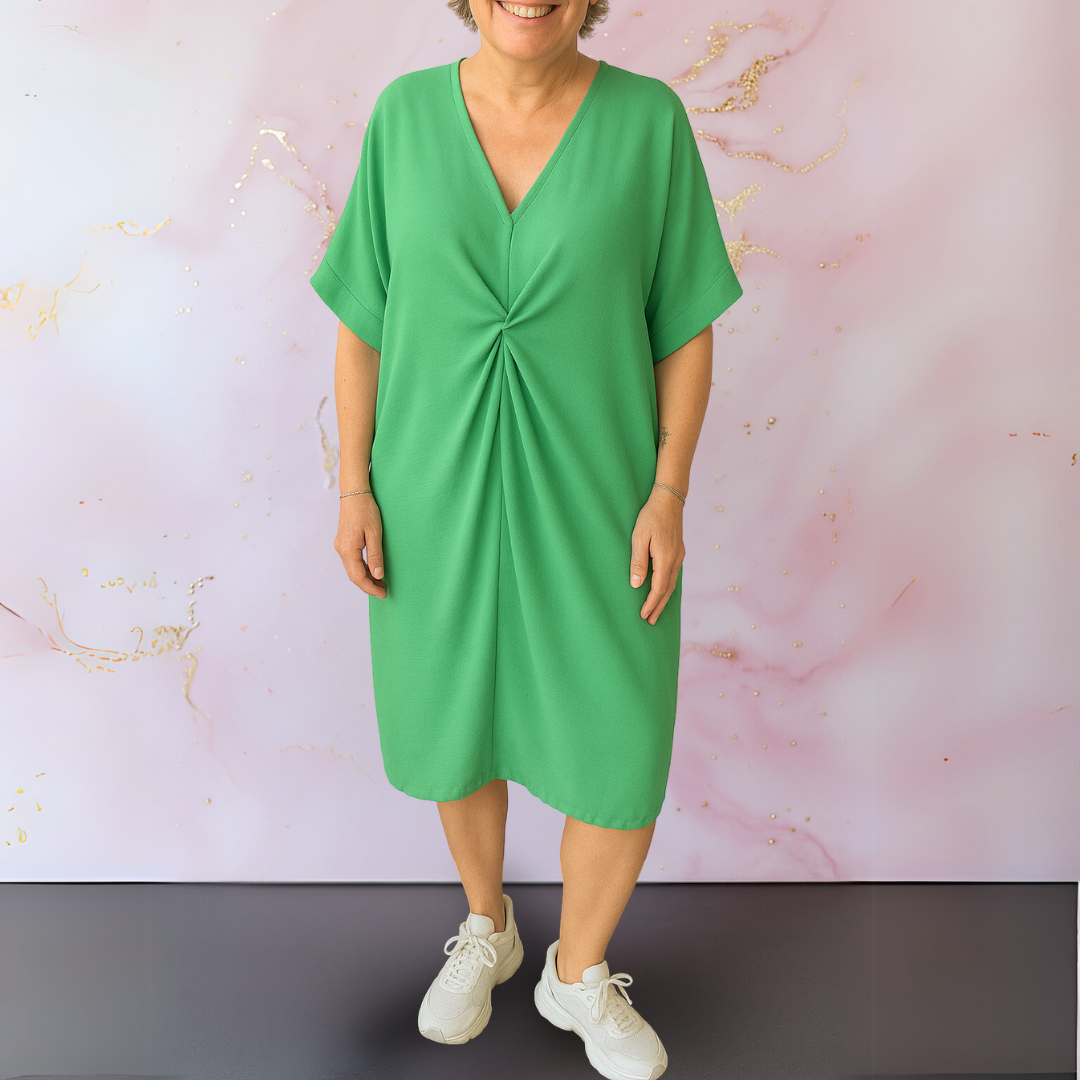 Ellen™ | Effen jurk met V-hals