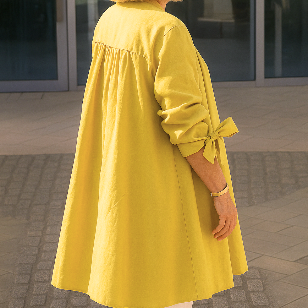 Louise™ | Effen overhemd blouse met strik mouwen
