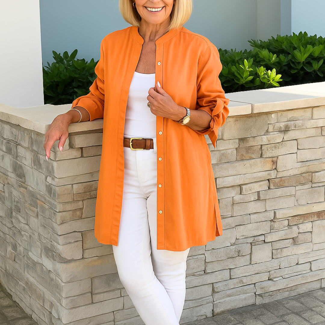 Louise™ | Effen overhemd blouse met strik mouwen