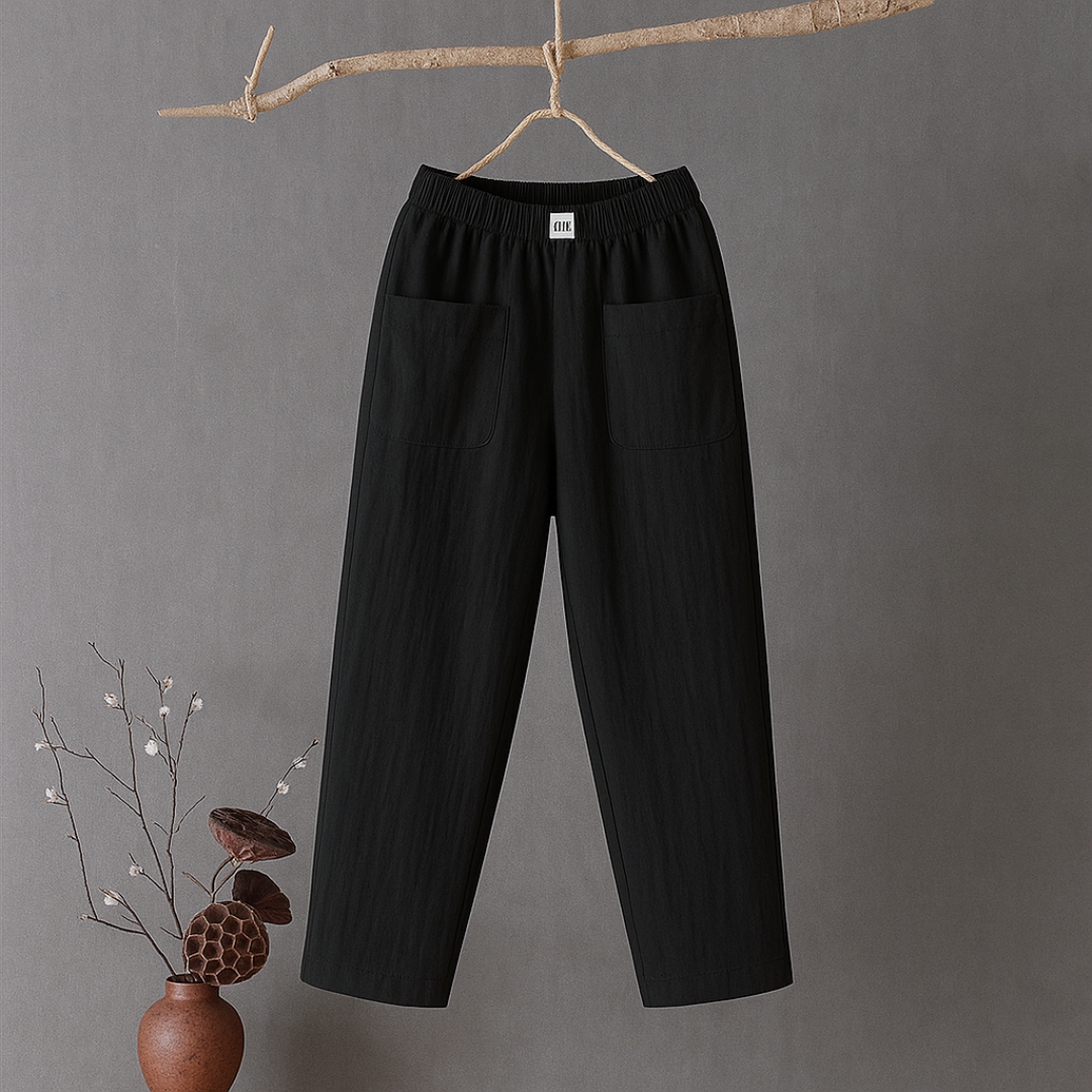 Erika™ | Casual broek van katoen en linnen met elastiek in de taille