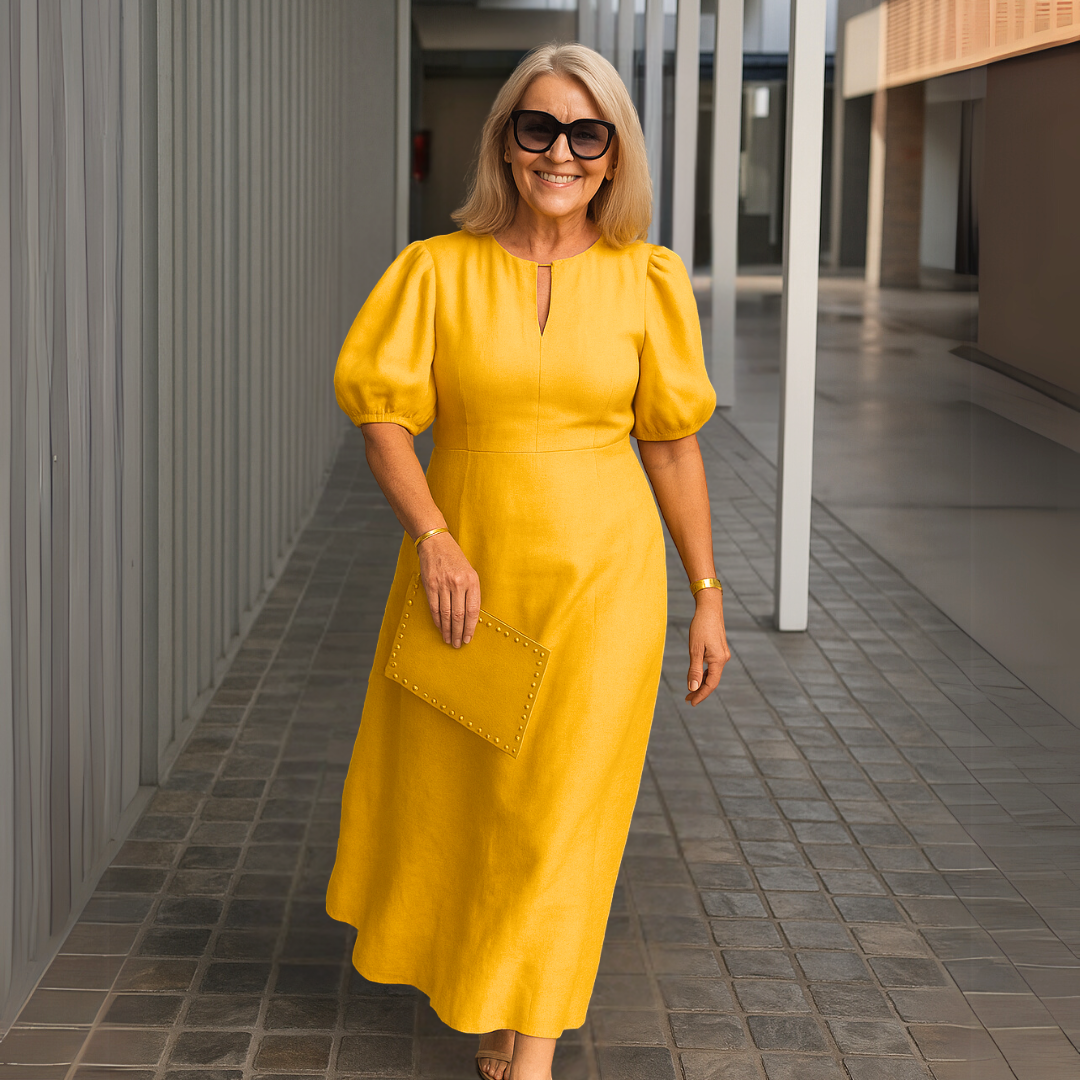 Els™ | Elegant plain dress with a V-neck