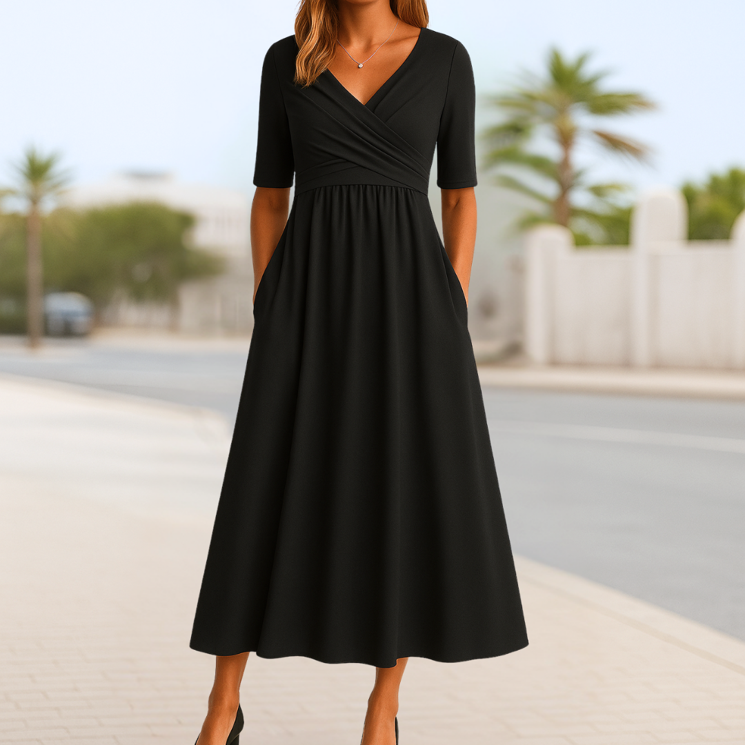 Monique™ | Crossover dress with short sleeves