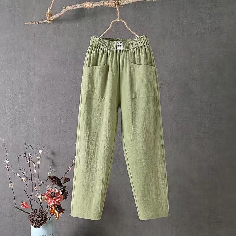 Casual™-Cotton Linen Trousers with Elasticated Waist