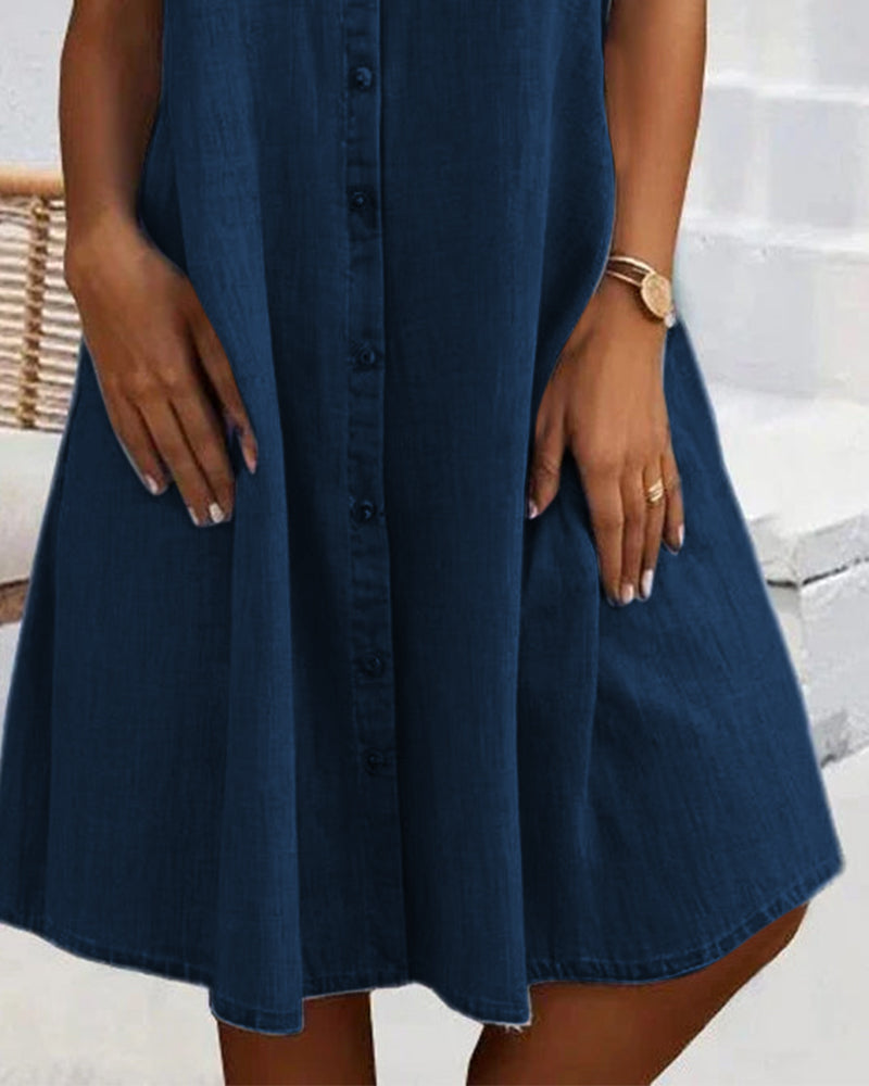 Rianne™ | Elegant vintage dress with short sleeves, collar, and buttons