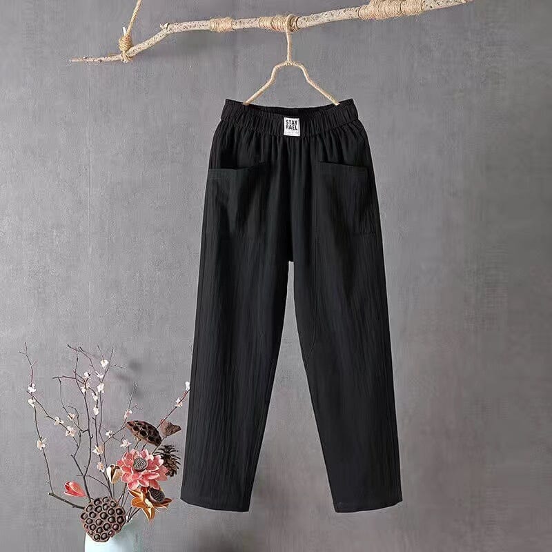 Casual™-Cotton Linen Trousers with Elasticated Waist