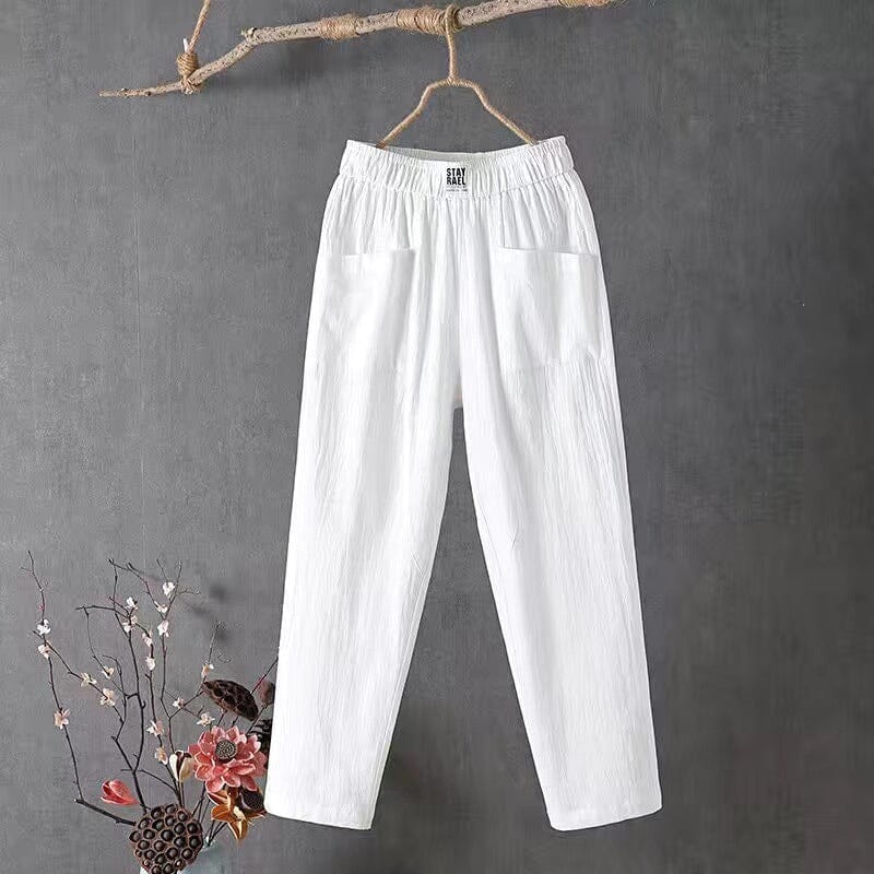Casual™-Cotton Linen Trousers with Elasticated Waist