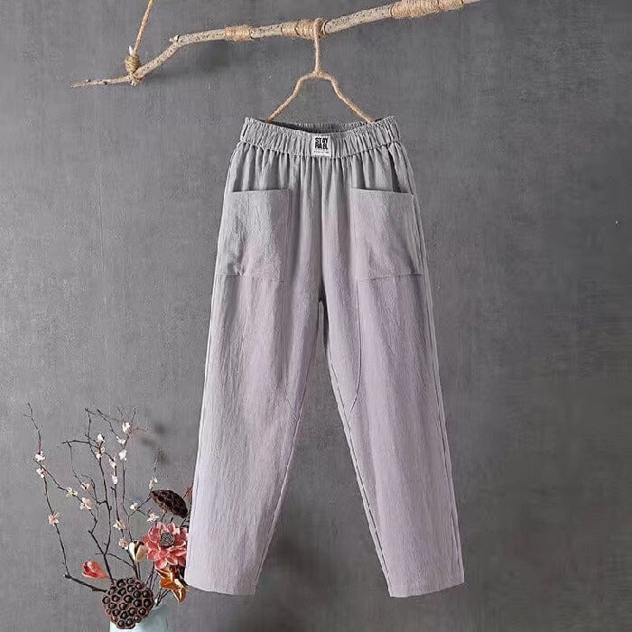 Casual™-Cotton Linen Trousers with Elasticated Waist