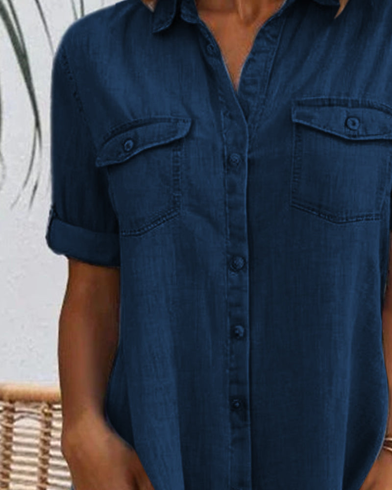 Rianne™ | Elegant vintage dress with short sleeves, collar, and buttons