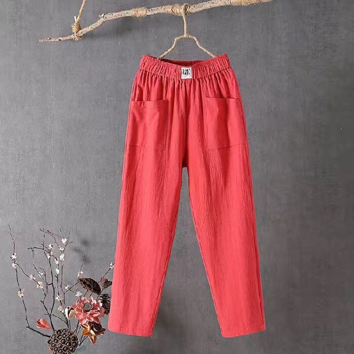 Casual™-Cotton Linen Trousers with Elasticated Waist