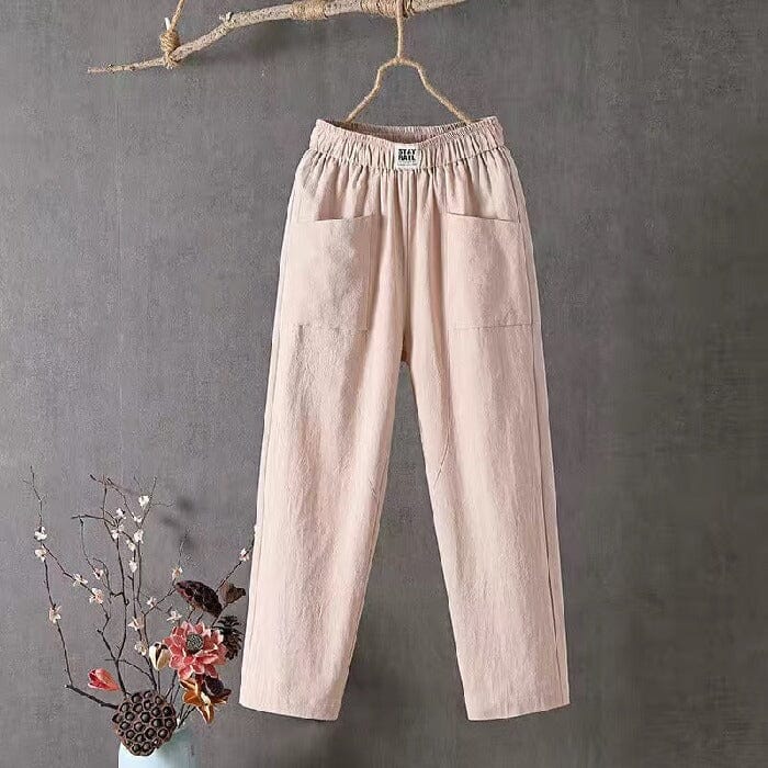 Casual™-Cotton Linen Trousers with Elasticated Waist