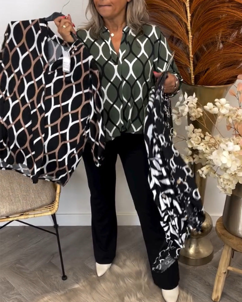 Janny™ | Casual Blouse met Lange Mouwen en Elegant Patroon