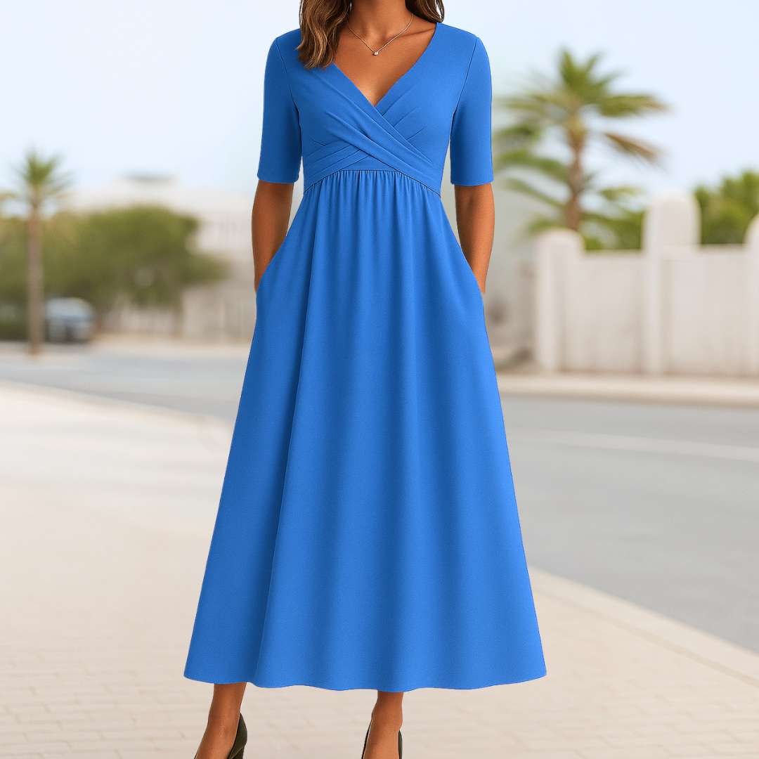 Monique™ | Crossover dress with short sleeves