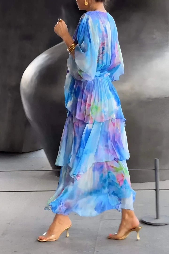 Megan | Elegant Watercolor Maxi Dress