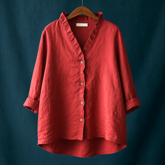 Joyce™ | Plain blouse with V-neck
