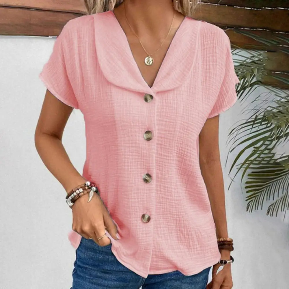 Clara | Casual Button-Front Short Sleeve Blouse