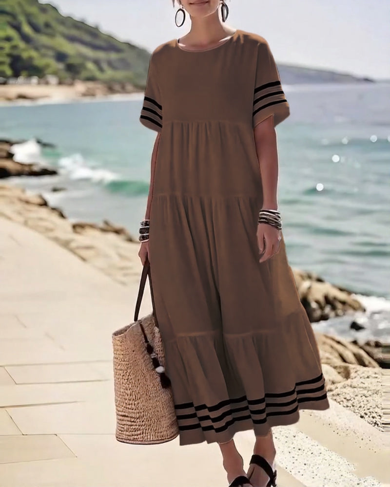 Trendy Vacation Dress Short Sleeves