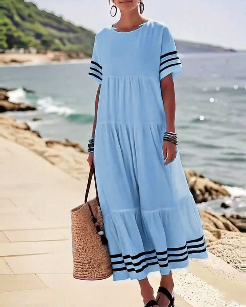 Trendy Vacation Dress Short Sleeves
