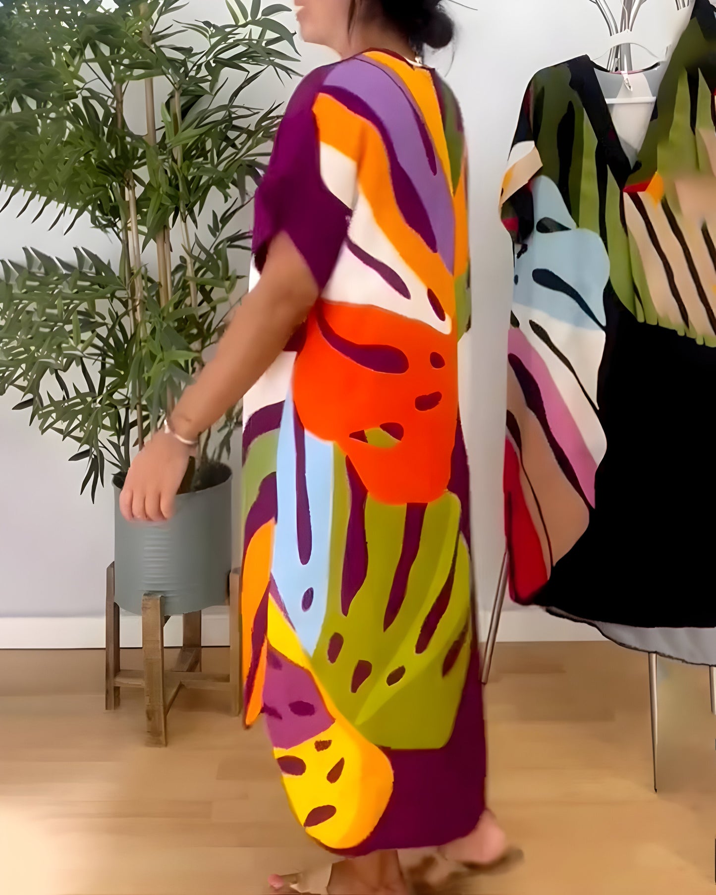 Rose™ | Casual Dress with Colorful Leaf Print