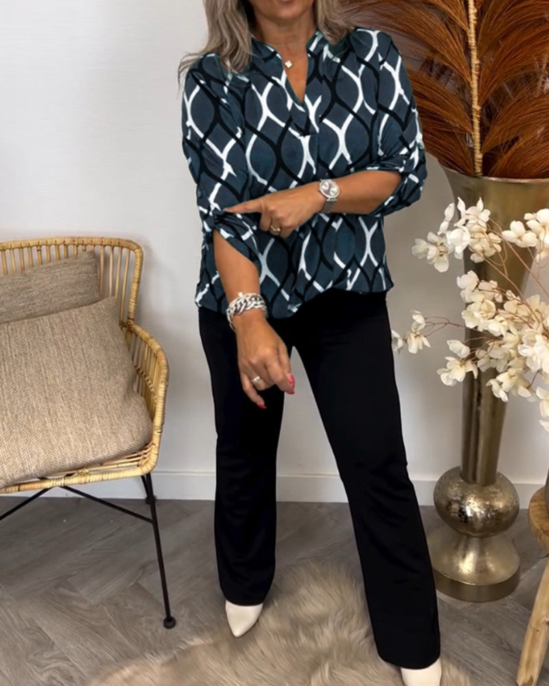 Janny™ | Casual Blouse met Lange Mouwen en Elegant Patroon