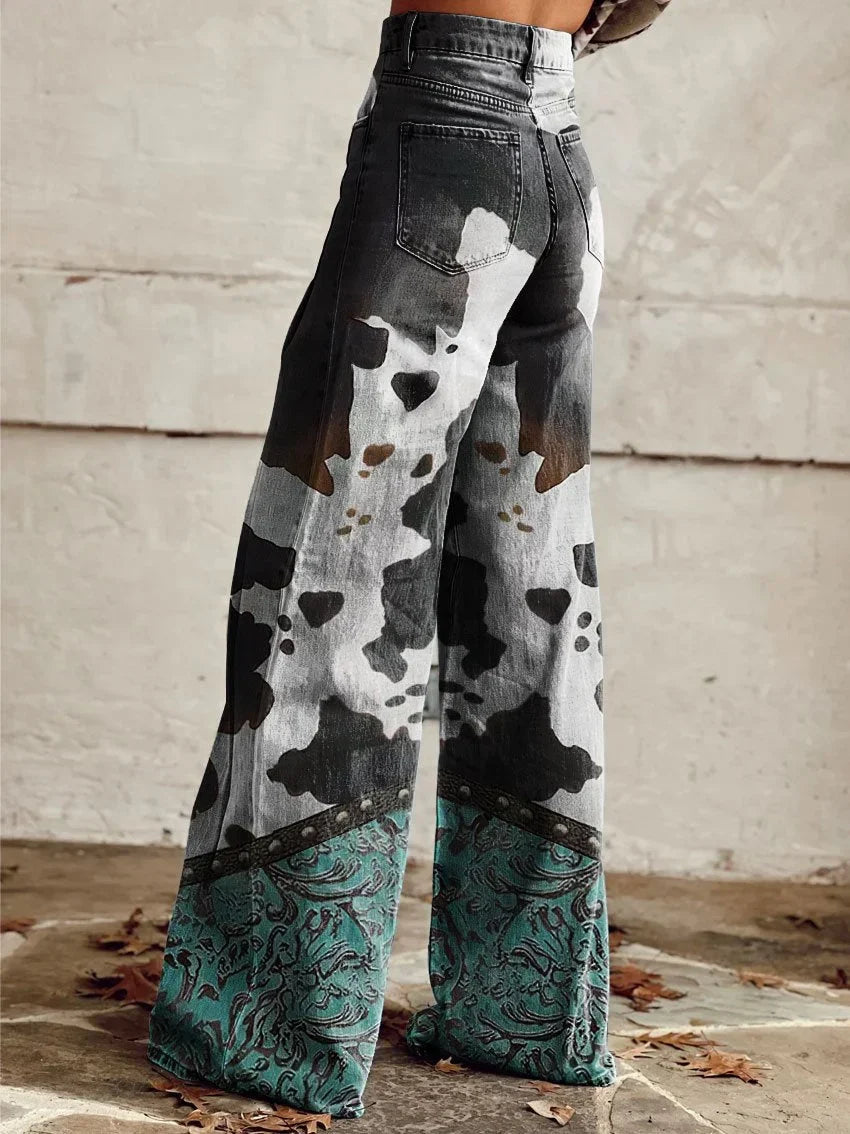 Addison | Unique Pattern Wide Jeans