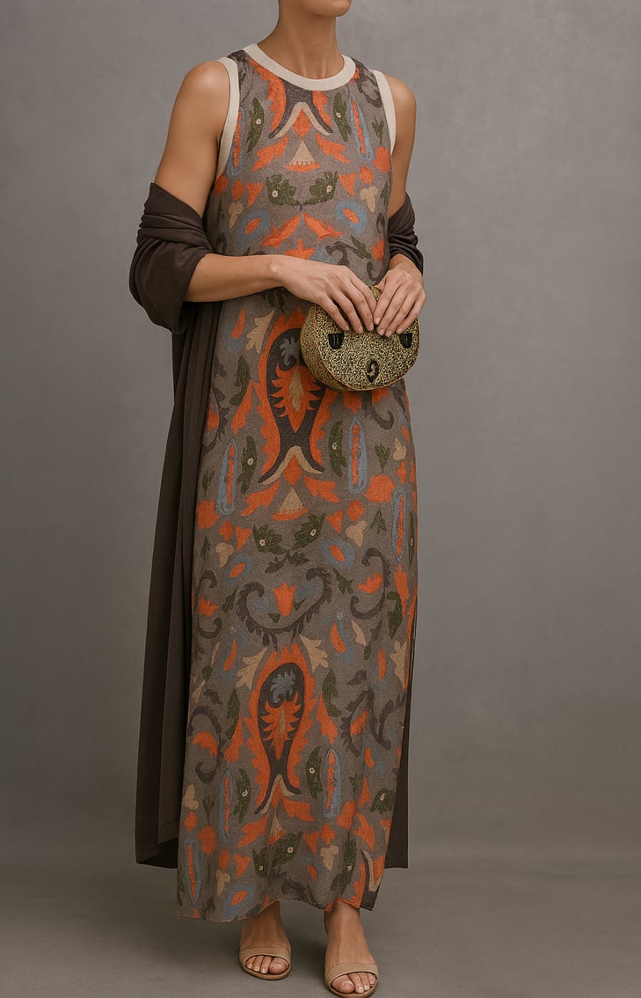 Raffaella™ | Elegant Long Dress with Coordinated Stole