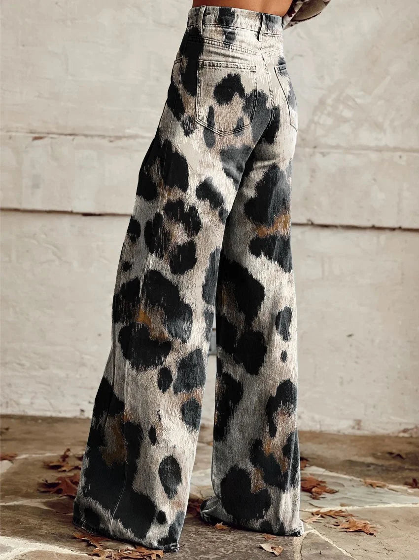 Bianca | Wide Leg Animal Print Jeans