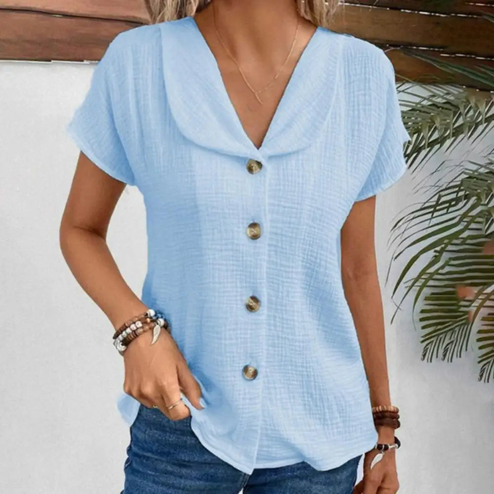 Clara | Casual Button-Front Short Sleeve Blouse