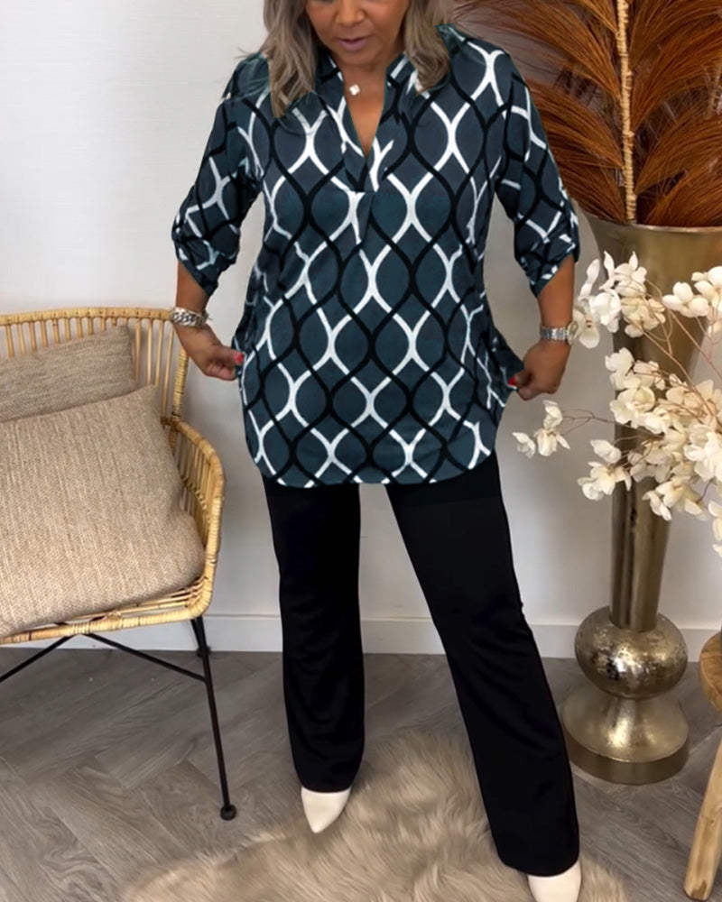 Janny™ | Casual Blouse met Lange Mouwen en Elegant Patroon