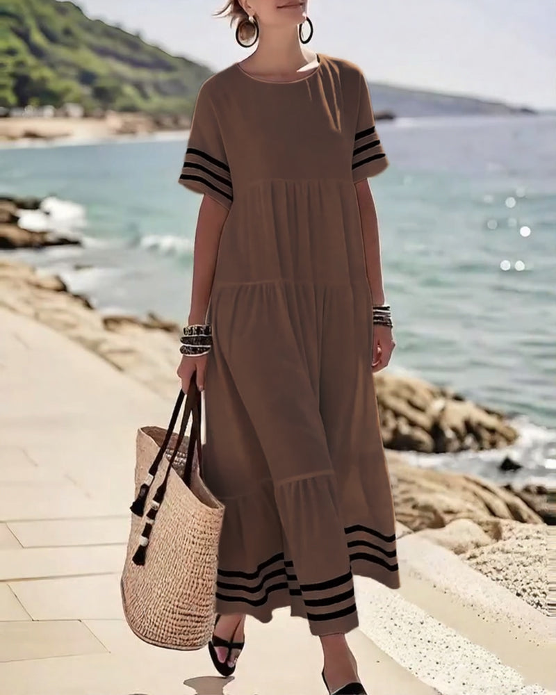 Trendy Vacation Dress Short Sleeves