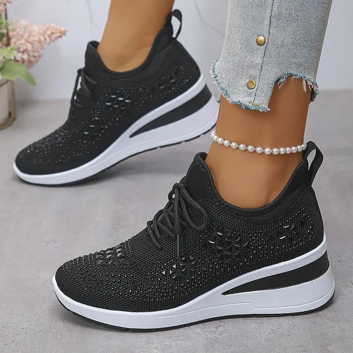ð¥Laatste dag-actie 50% KORTING â Casual damesmode, ademende orthopedische sneakers met strassversiering