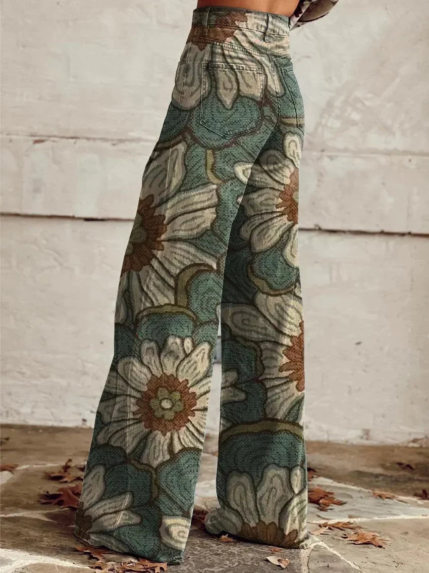 Bethany | Wide Leg Floral Pattern Jeans