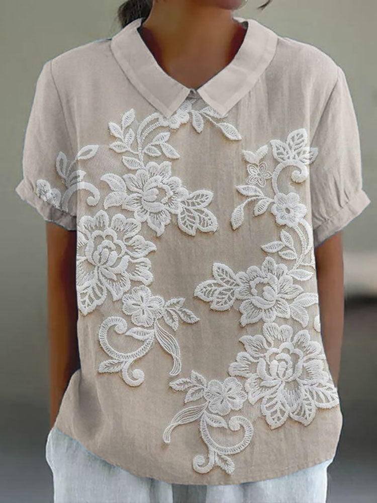 Frances | Elegant Floral Embroidered Blouse