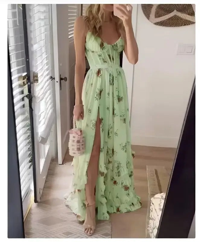 Verity | Stylish Floral High-Slit Maxi Dress