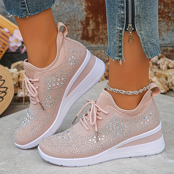 ð¥Laatste dag-actie 50% KORTING â Casual damesmode, ademende orthopedische sneakers met strassversiering