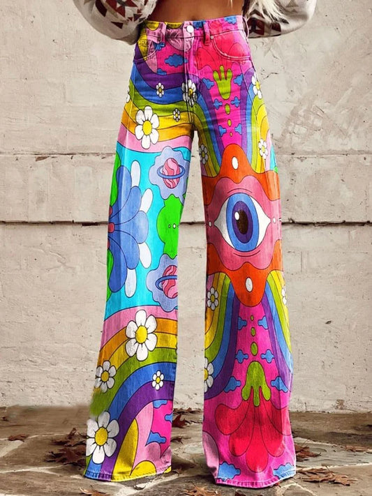 Alma | Wide Leg Psychedelic Pattern Pants