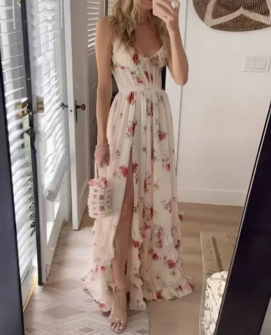 Verity | Stylish Floral High-Slit Maxi Dress