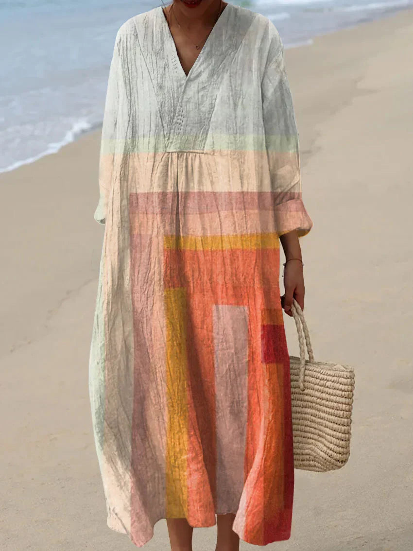 Elizabeth | Sunset Layers Linen Dress