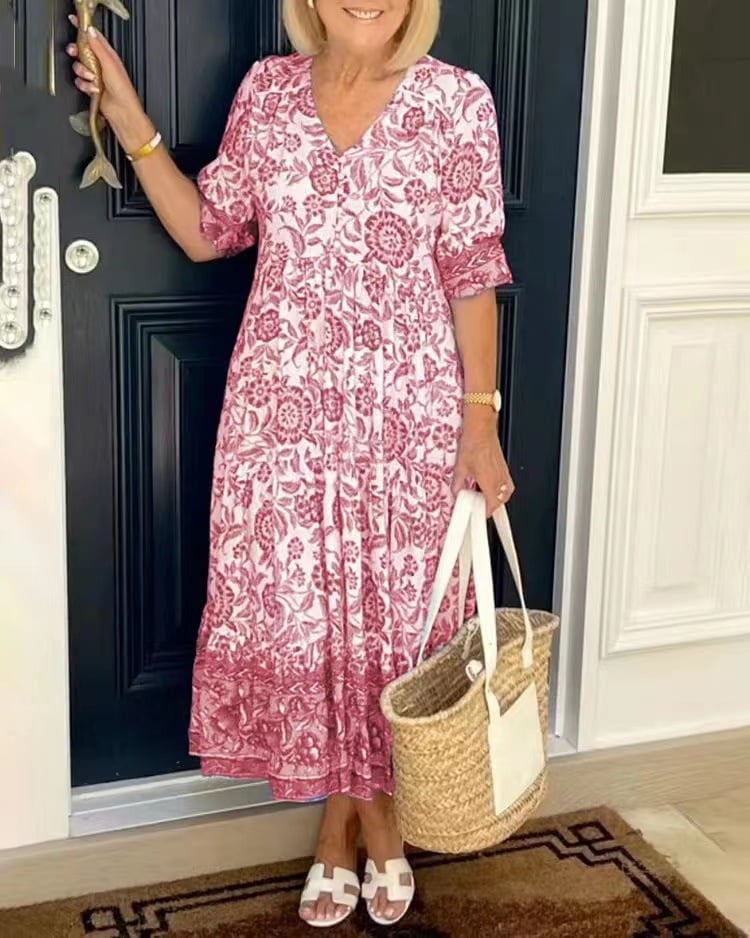Ingrid™ | Bloemenjurk met V-hals