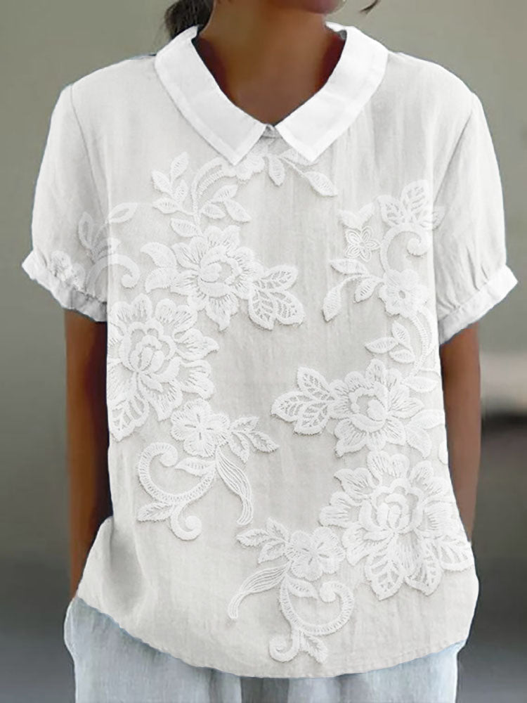 Frances | Elegant Floral Embroidered Blouse